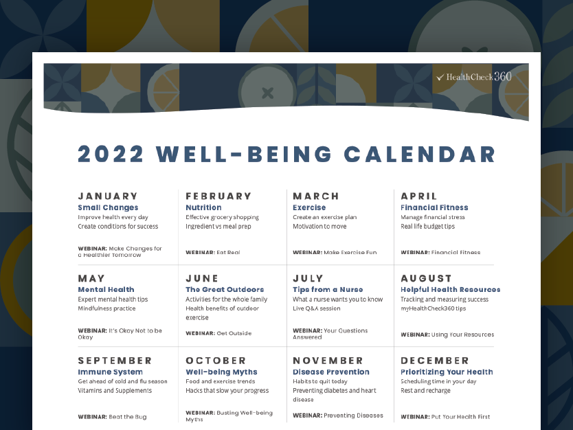 2022 Wellness Calendar Healthcheck360 | What's Happening