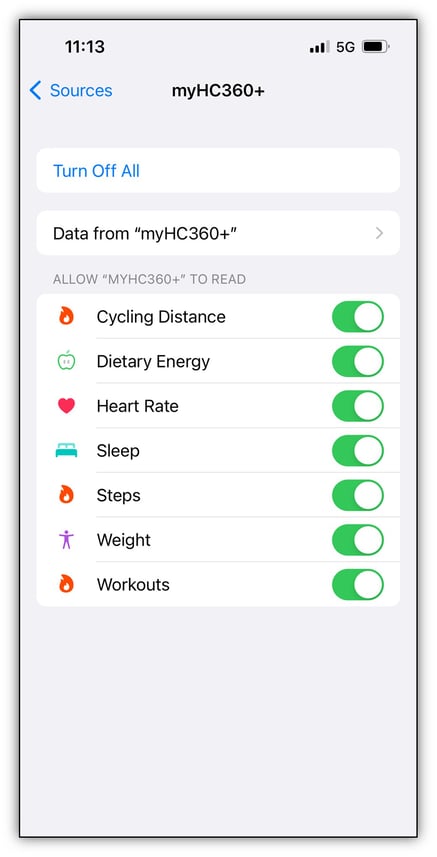 Apple Health Connection Screenshot