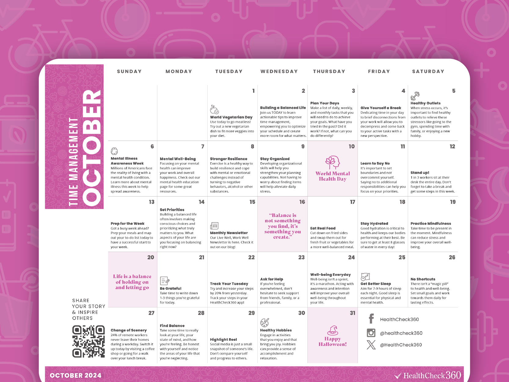 [Free Download] October 2024 Well-Being Calendar