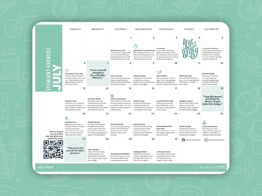 Free Resource: July 2025 Well-Being Calendar